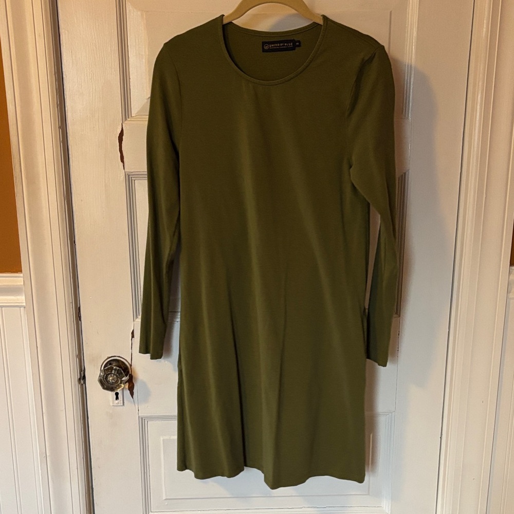 Madewell Olive Long-Sleeve A-Line Dress